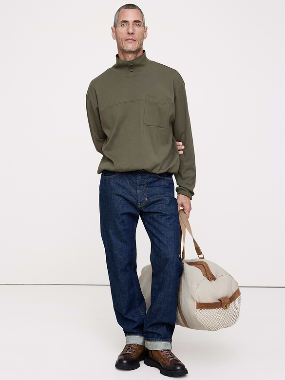 Cotton Mock-Neck Pullover