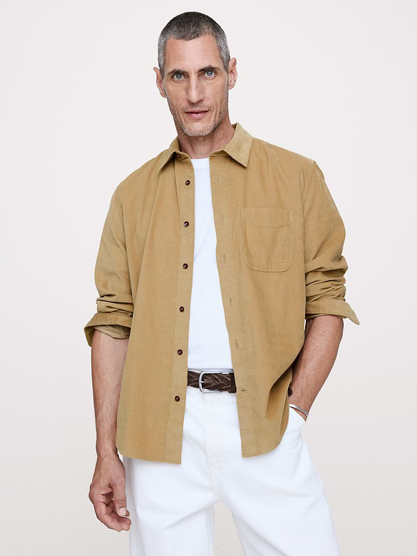 Chemise standard en velours côtelé léger