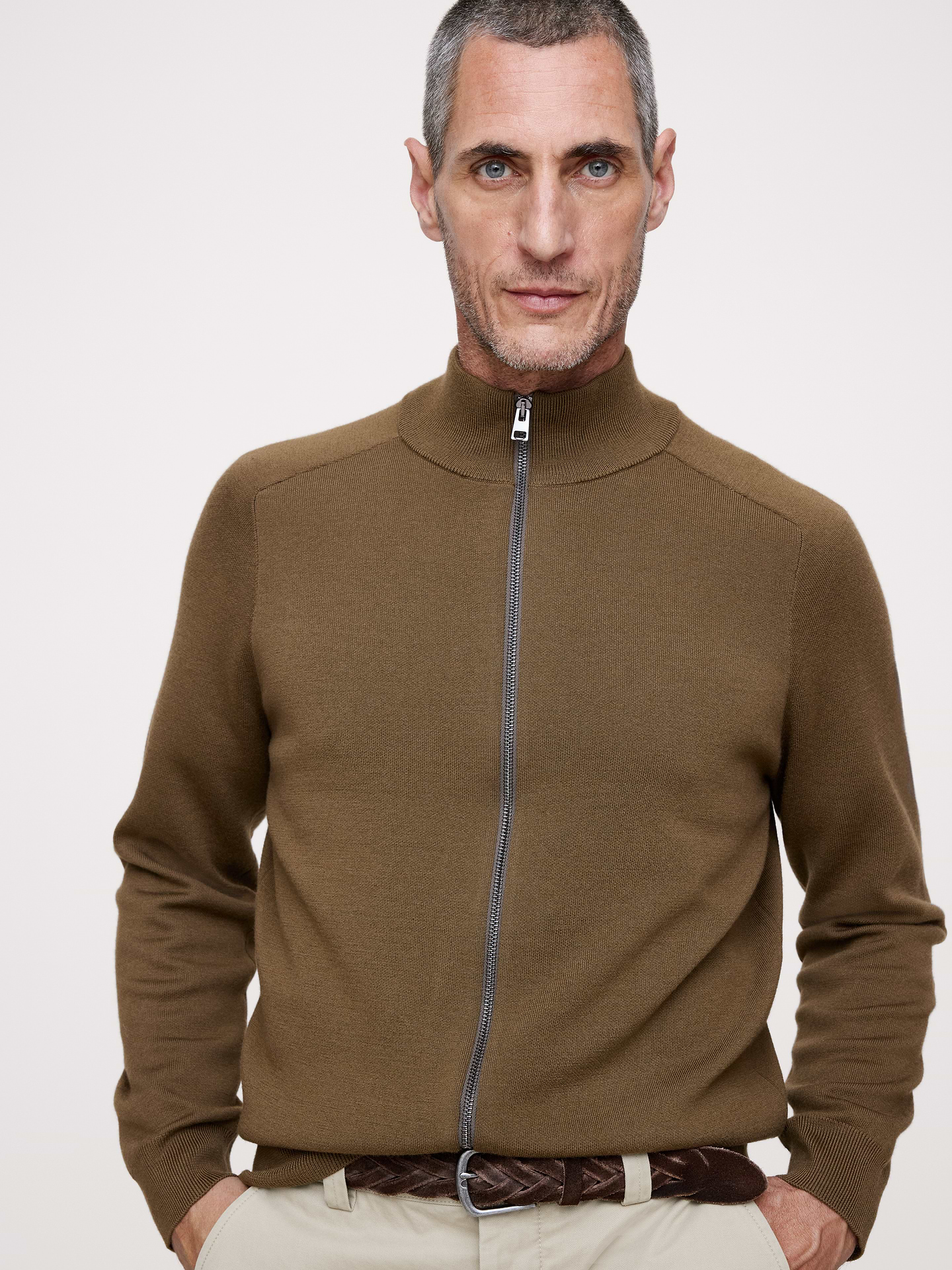 Image 3 of 4, Double-Faced Merino Sweater Jacket with Suede Elbow Patches