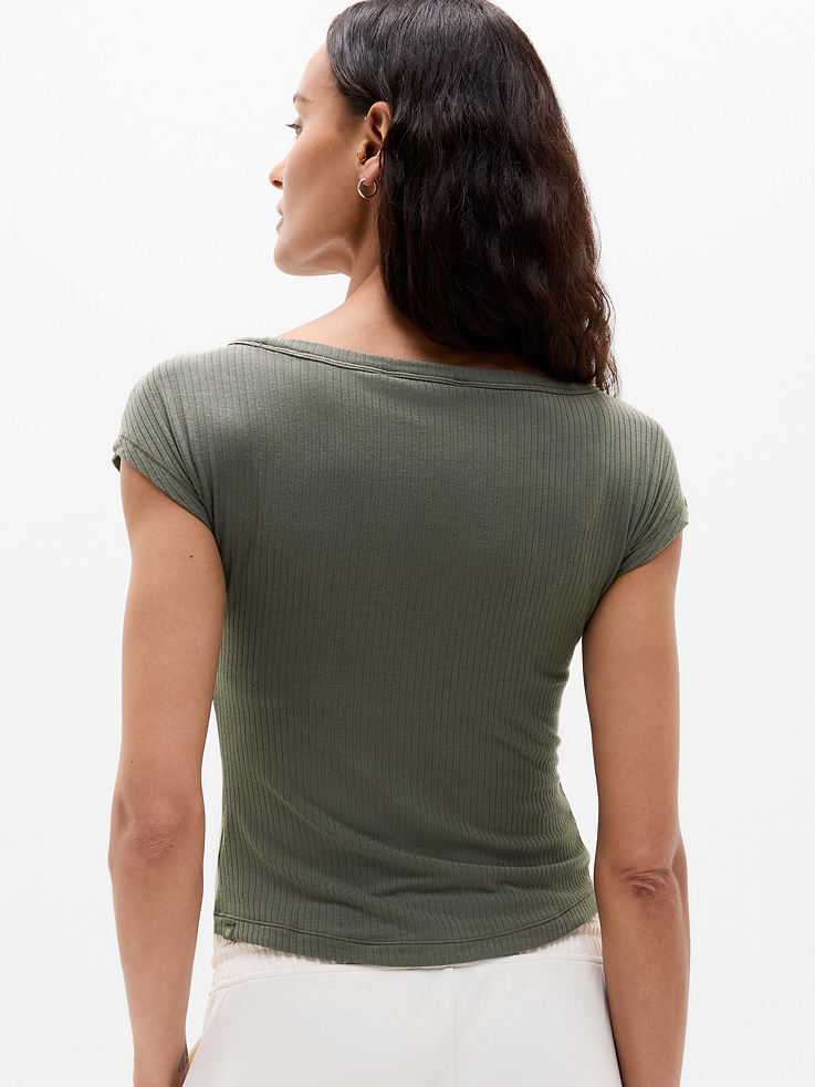 Image number 3 showing, Perfect Rib Boatneck Tee