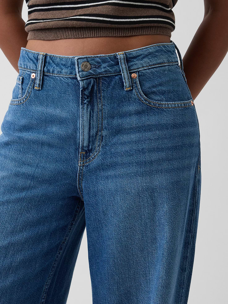 Image number 5 showing, Curvy Mid Rise UltraSoft Baggy Jeans