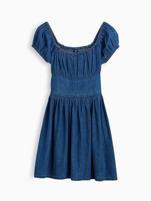 Kids Denim Puff-Sleeve Dress