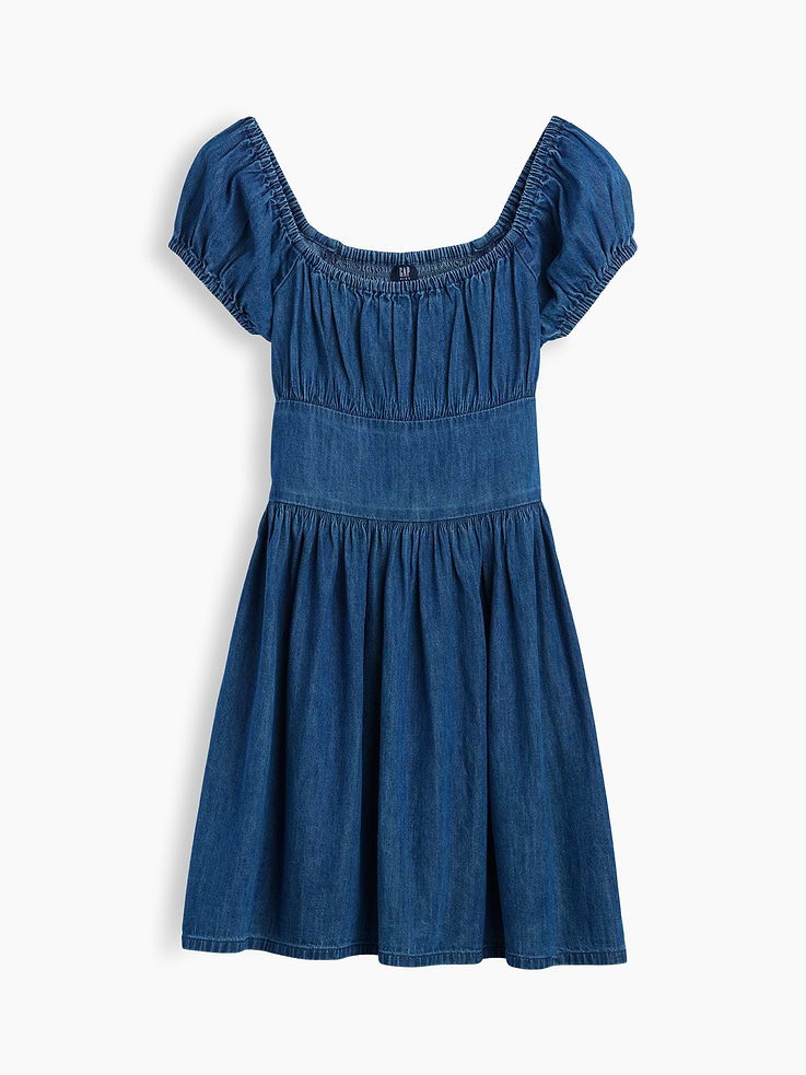 Image number 2 showing, Kids Denim Puff-Sleeve Mini Dress
