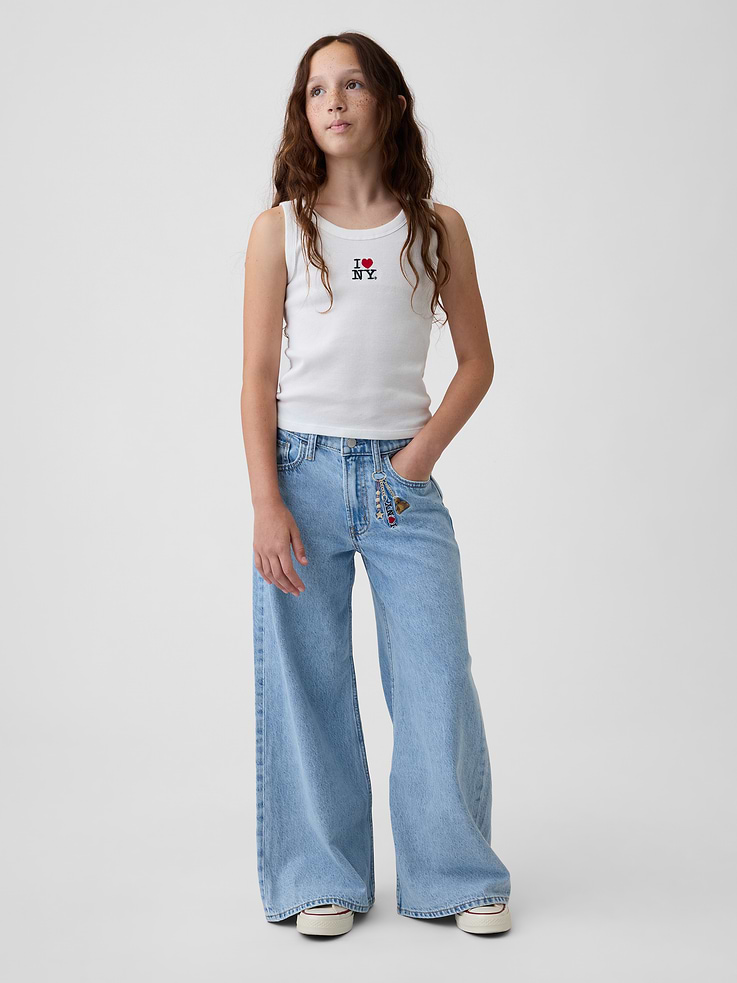Image number 5 showing, Kids Low Rise Embroidered I Heart NY Baggy Jeans