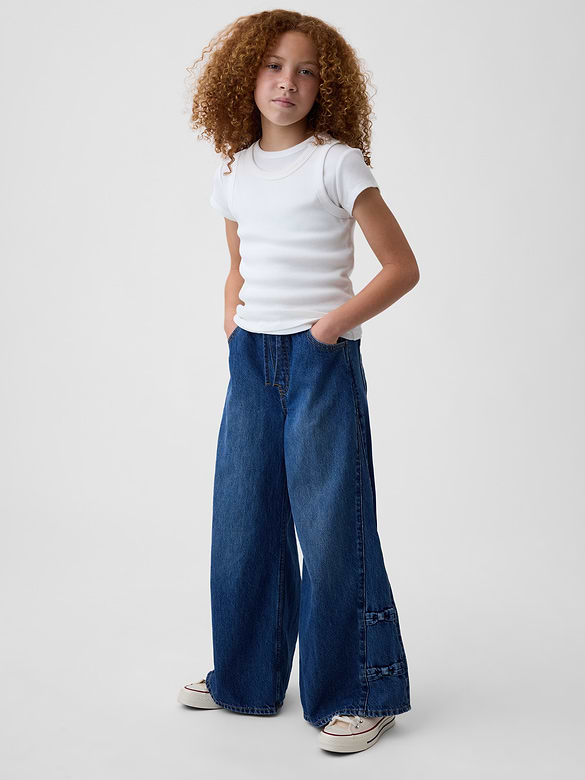 Kids Low Rise Bow Easy Baggy Jeans