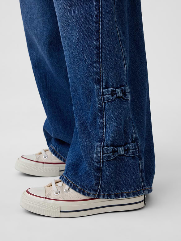 Kids Low Rise Bow Easy Baggy Jeans
