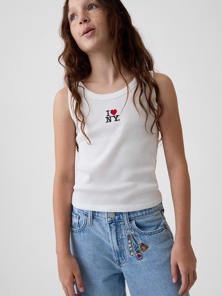 Image number 6 showing, Kids Low Rise Embroidered I Heart NY Baggy Jeans
