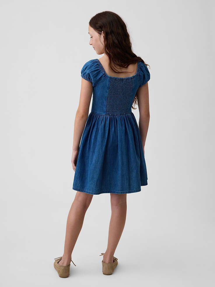 Image number 3 showing, Kids Denim Puff-Sleeve Mini Dress