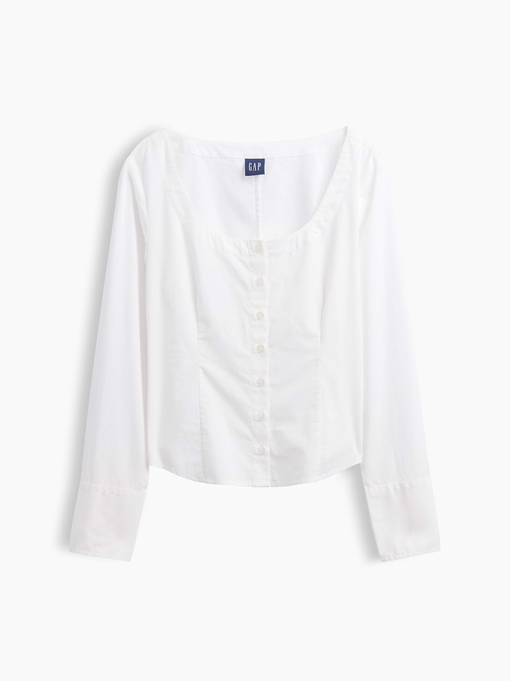 Image number 5 showing, Organic Cotton Poplin Scoop Neck Top