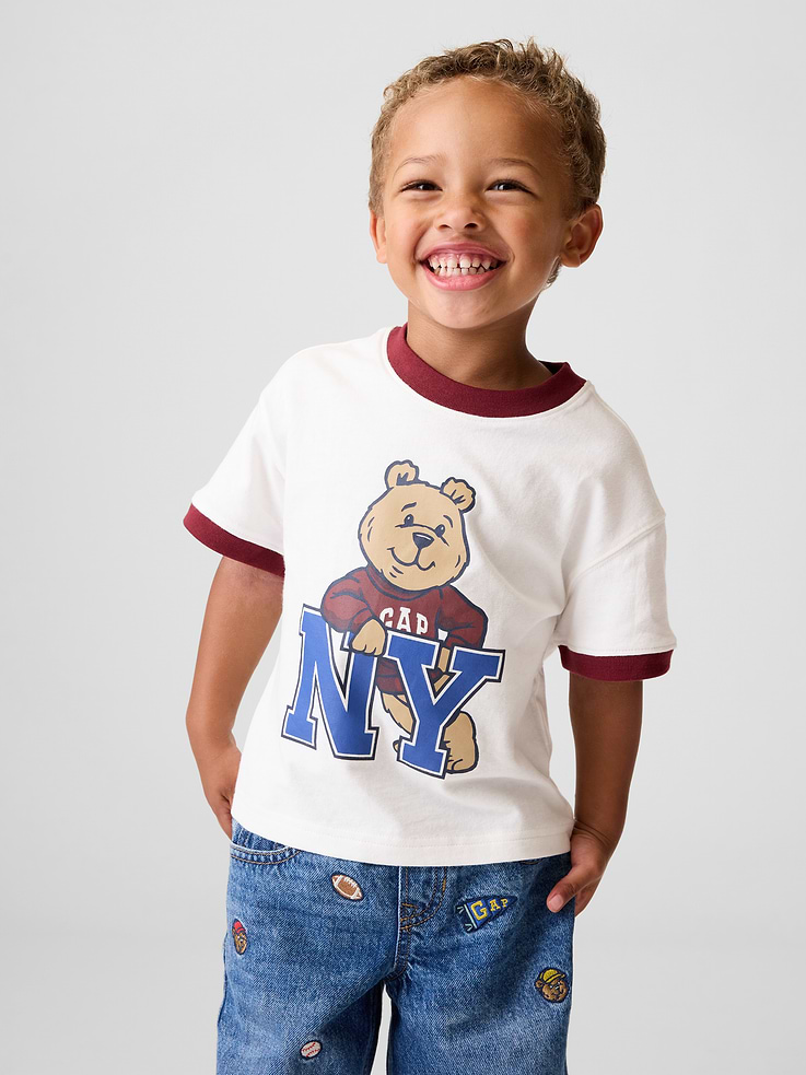 Image number 1 showing, Baby & Toddler Brannan Bear Graphic Logo Ringer T-Shirt