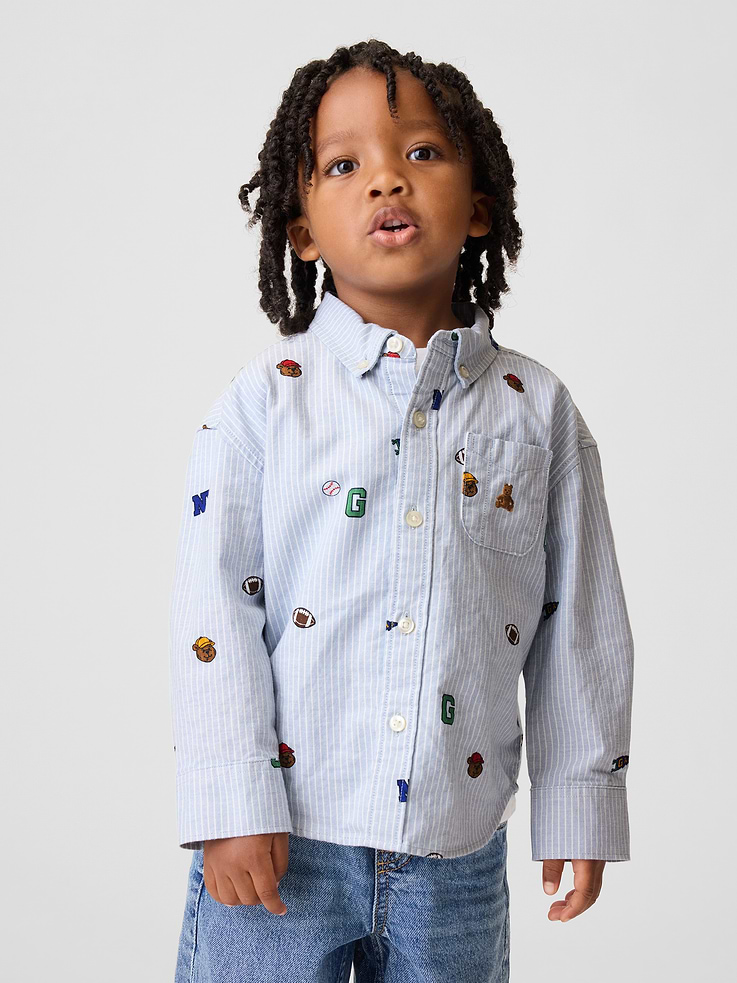 Image number 1 showing, Baby & Toddler Print Oxford Big Shirt