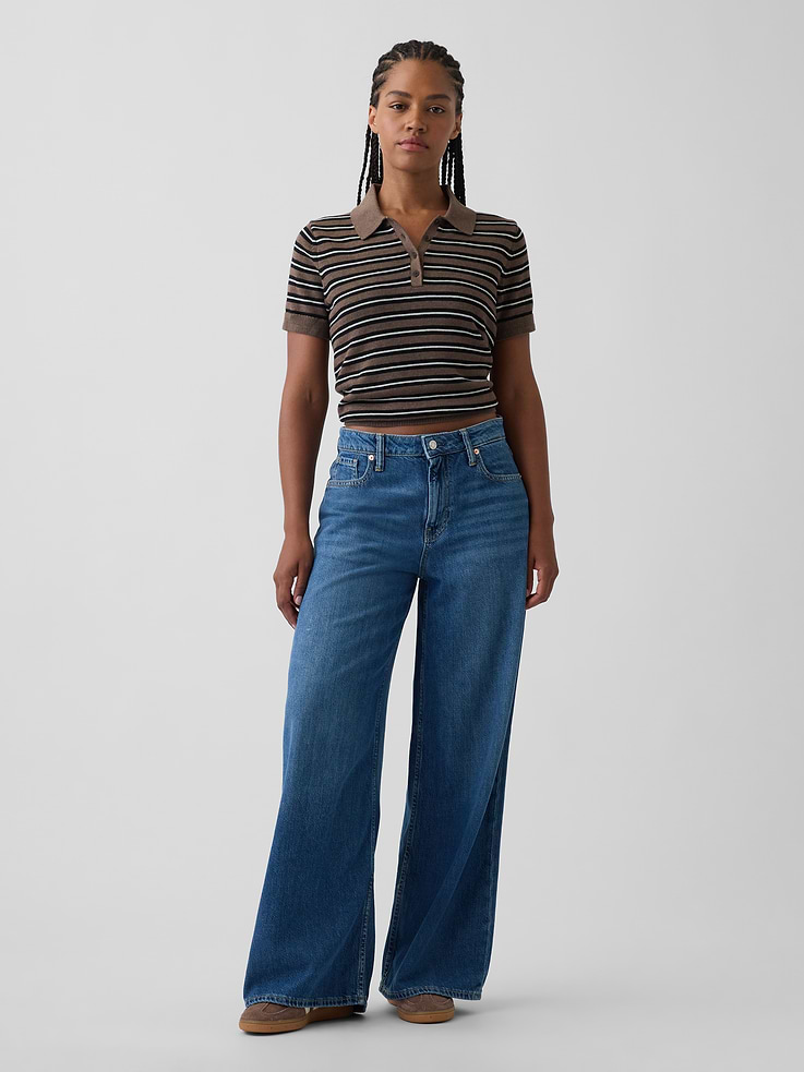 Image number 1 showing, Curvy Mid Rise UltraSoft Baggy Jeans