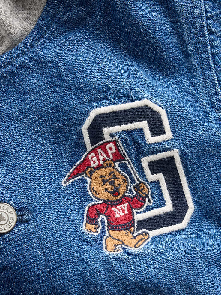 Image number 4 showing, Baby & Toddler Denim Varsity Bomber Jacket