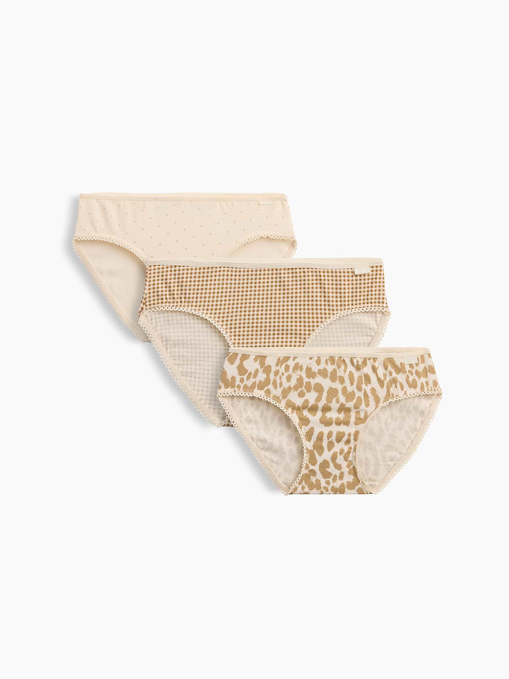 L'image numéro 1 présente Culotte bikini en coton biologique extensible à motif pour Enfant (paquet de 3)