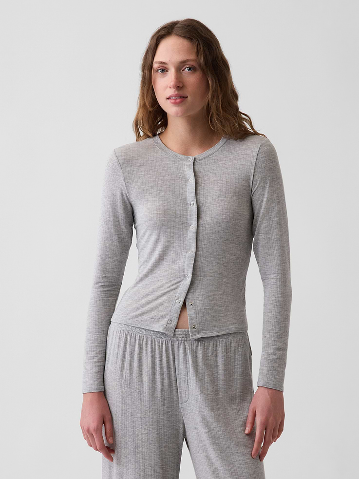 Image number 1 showing, SoftMade Modal Rib PJ Cardigan