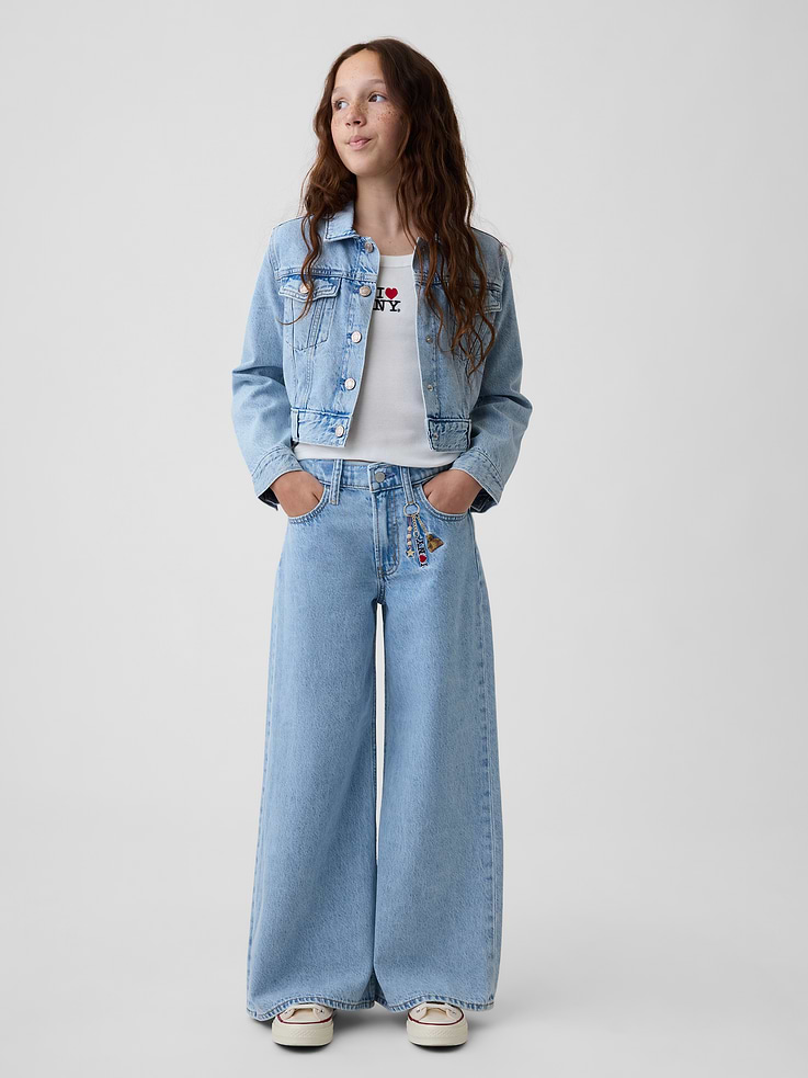Image number 1 showing, Kids Low Rise Embroidered I Heart NY Baggy Jeans