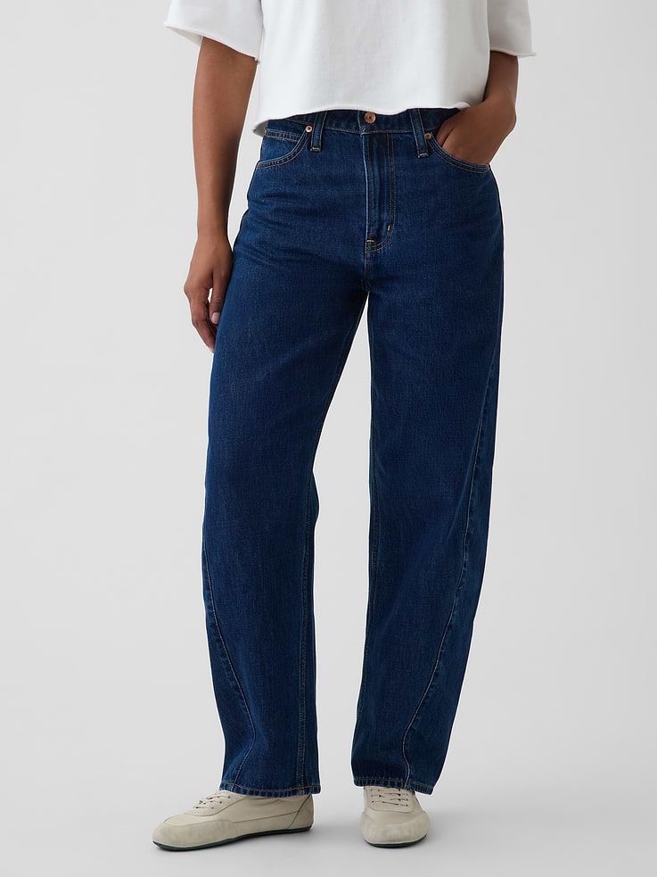 Image number 2 showing, Curvy High Rise Barrel Jeans