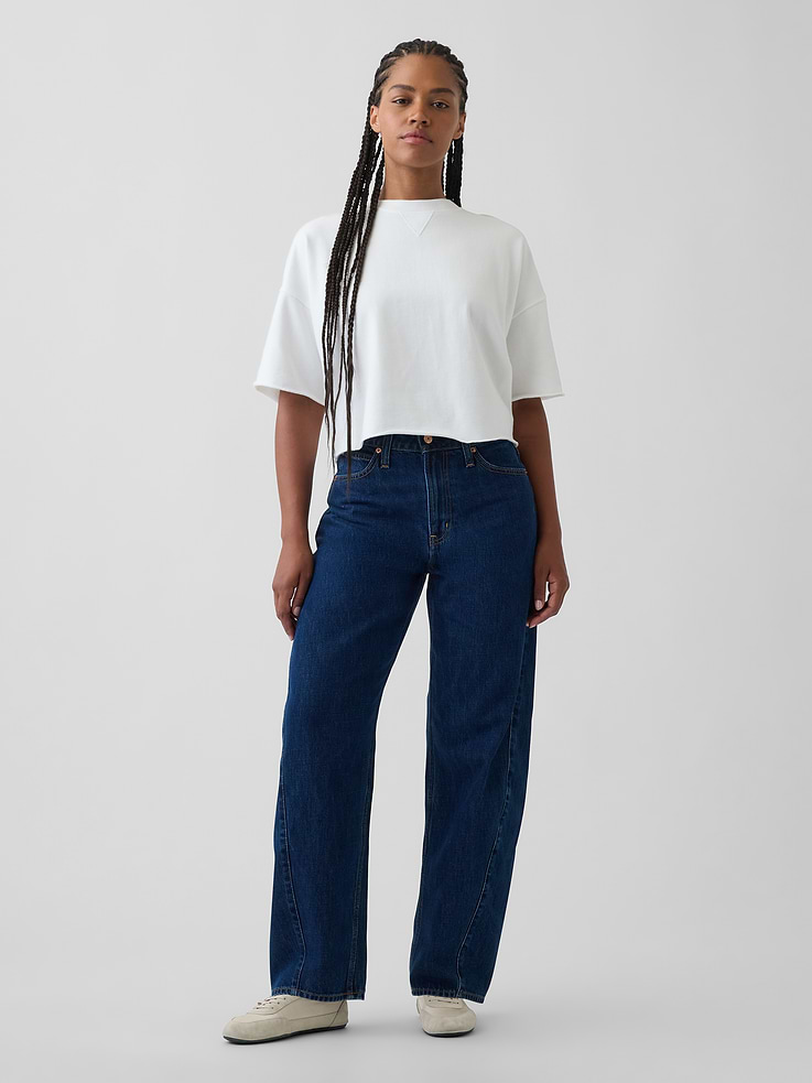 Image number 1 showing, Curvy High Rise Barrel Jeans