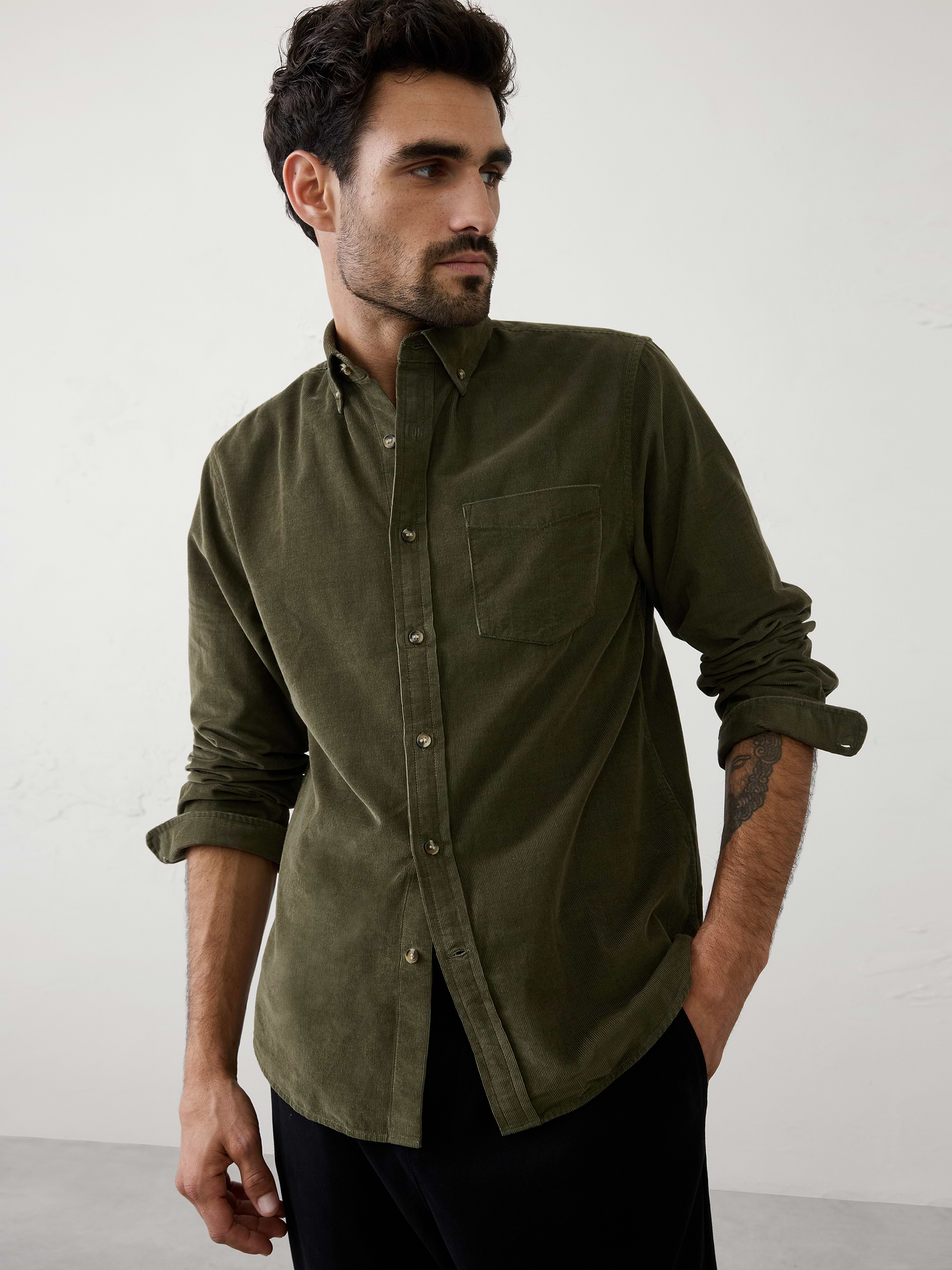 Image number 1 showing, Slim-Fit Fine Wale Corduroy Shirt