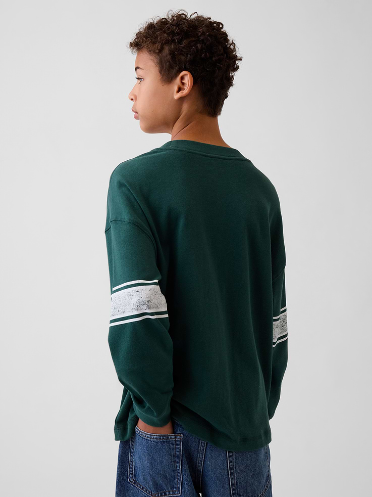 L'image numéro 3 présente T-shirt surdimensionné en tissu épais à imprimé pour Enfant