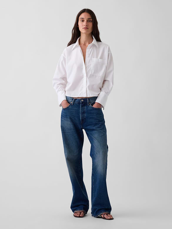 Organic Cotton Poplin Oversized Crop Shirt