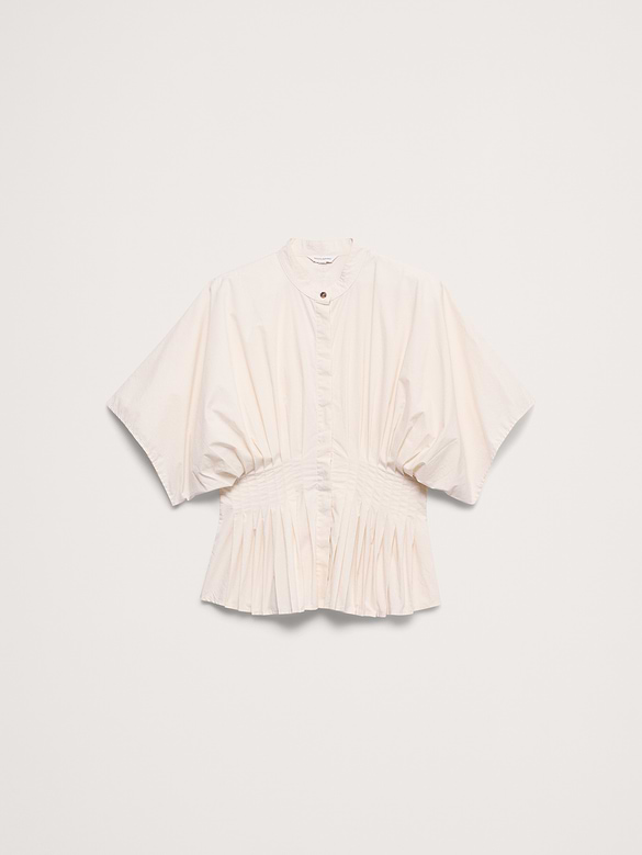 Haut à taille plissée en popeline de coton