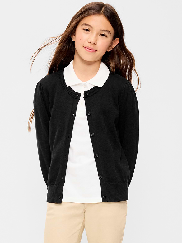 School Uniform Button-Up Cardigan for Girls