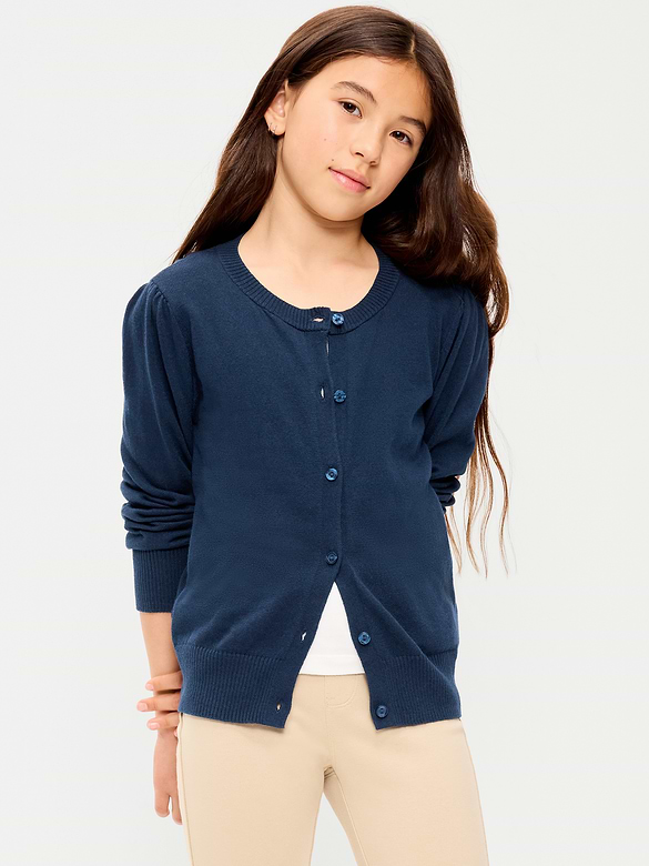 School Uniform Button-Up Cardigan for Girls