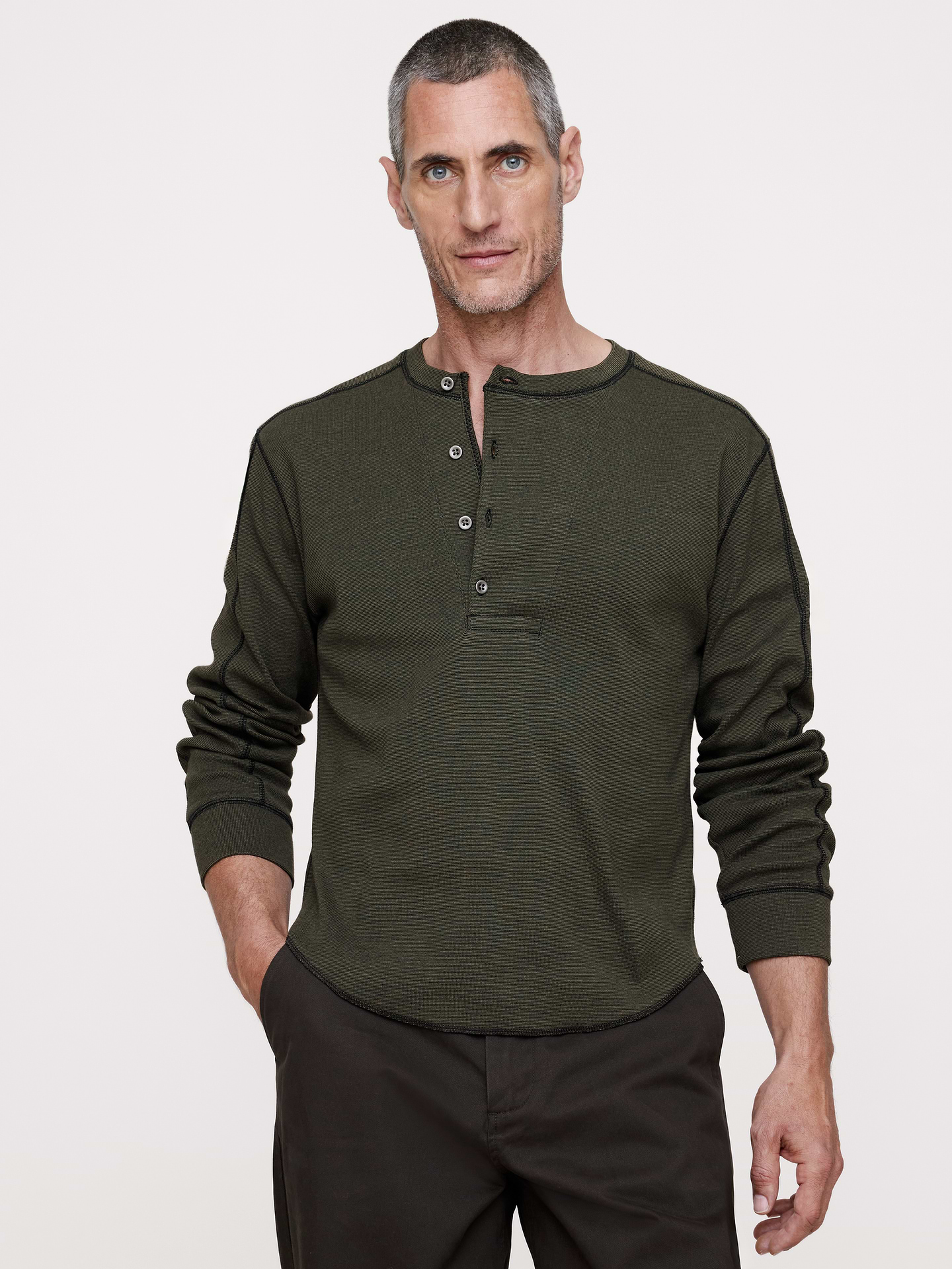 Image number 1 showing, Ribbed Cotton Henley T-Shirt