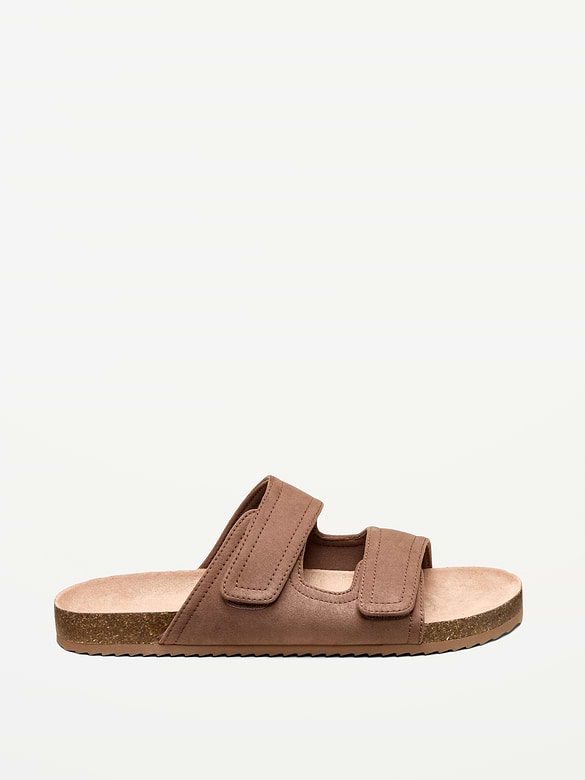 Faux-Suede Double-Strap Slide Sandals for Men
