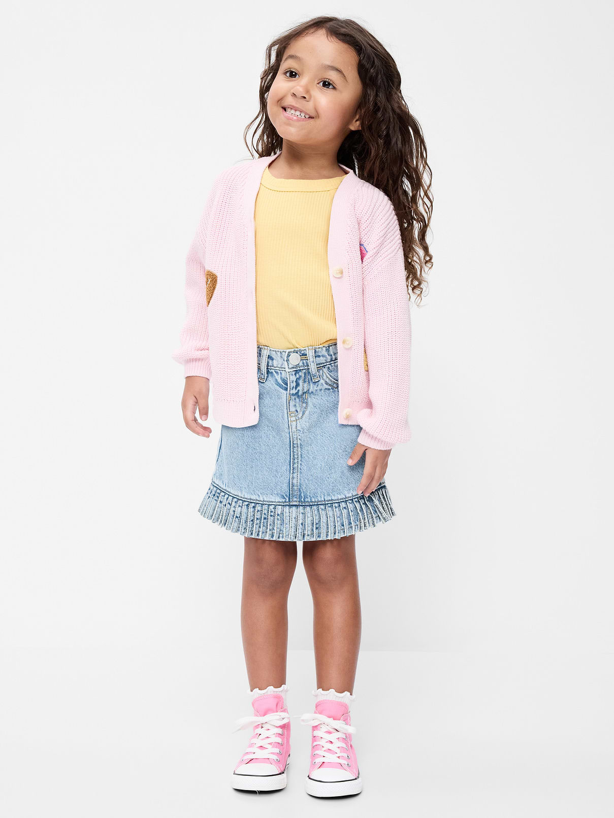 Image number 1 showing, High-Waisted Fringed-Hem Jean Skirt for Toddler Girls