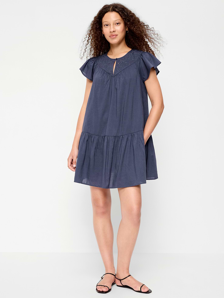 Image number 1 showing, Flutter-Sleeve Mini Swing Dress