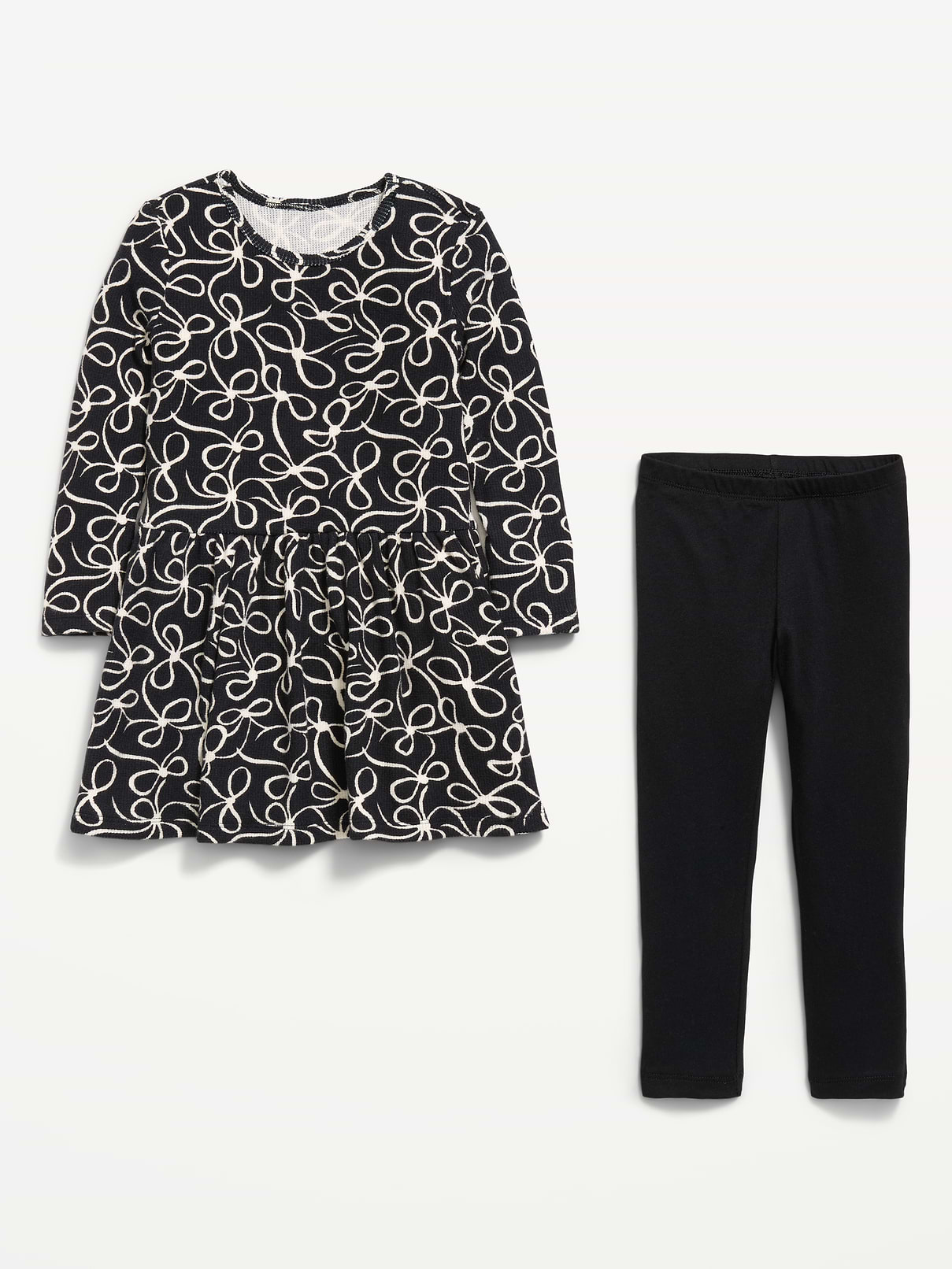 Image number 2 showing, Printed Waffle Knit Dress and Leggings Set for Toddler Girls