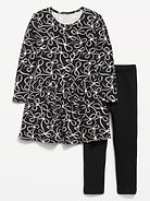 Image number 1 showing, Printed Waffle Knit Dress and Leggings Set for Toddler Girls