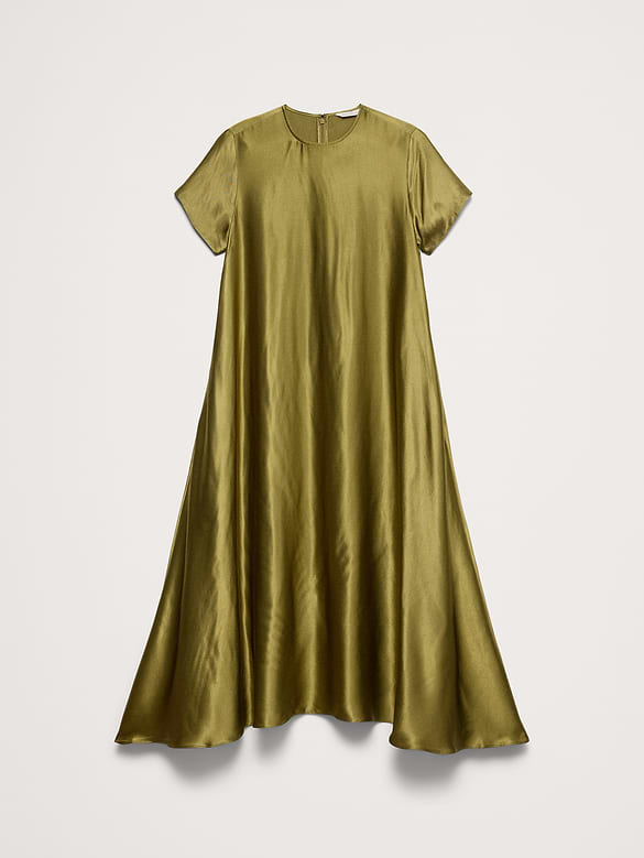 Robe trapèze en satin italien