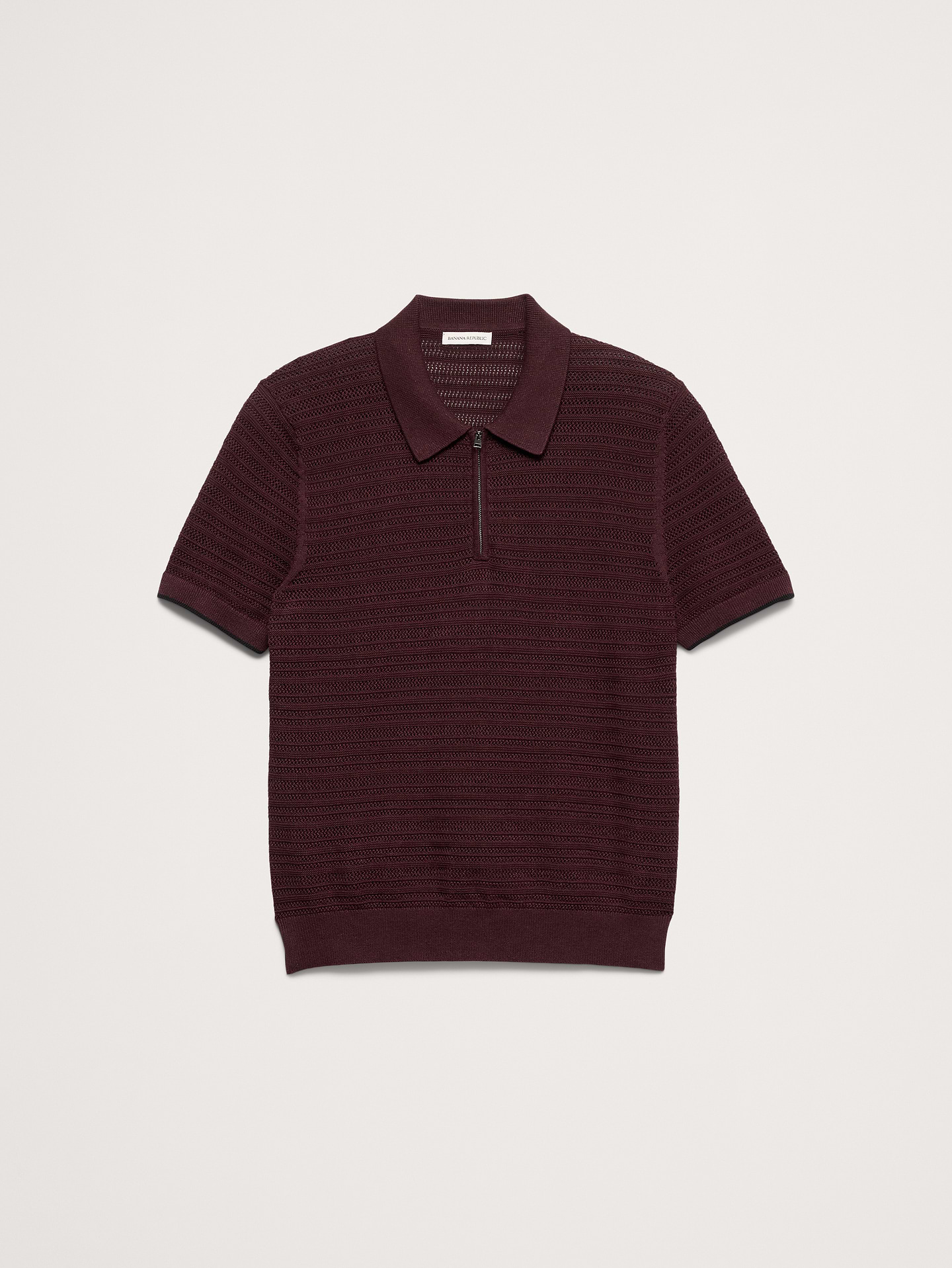 L'image numéro 4 présente Polo à glissière à maille de coton et lin
