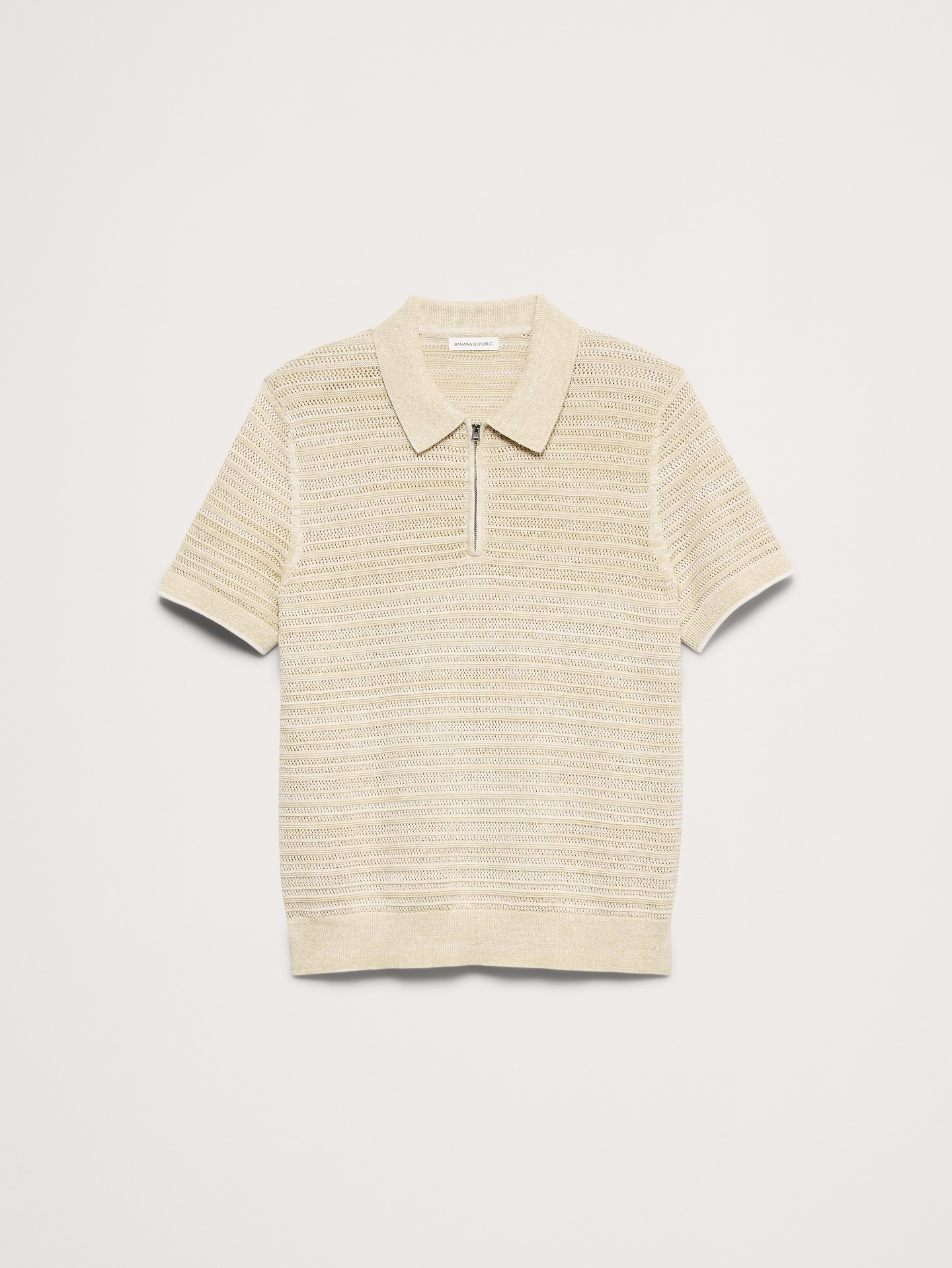 L'image numéro 5 présente Polo à glissière à maille de coton et lin