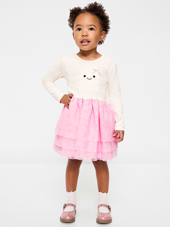 Long-Sleeve Graphic Tutu Dress for Toddler Girls