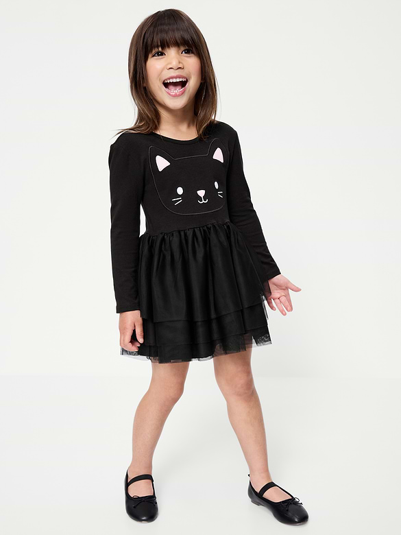 Long-Sleeve Halloween Tutu Dress for Toddler Girls