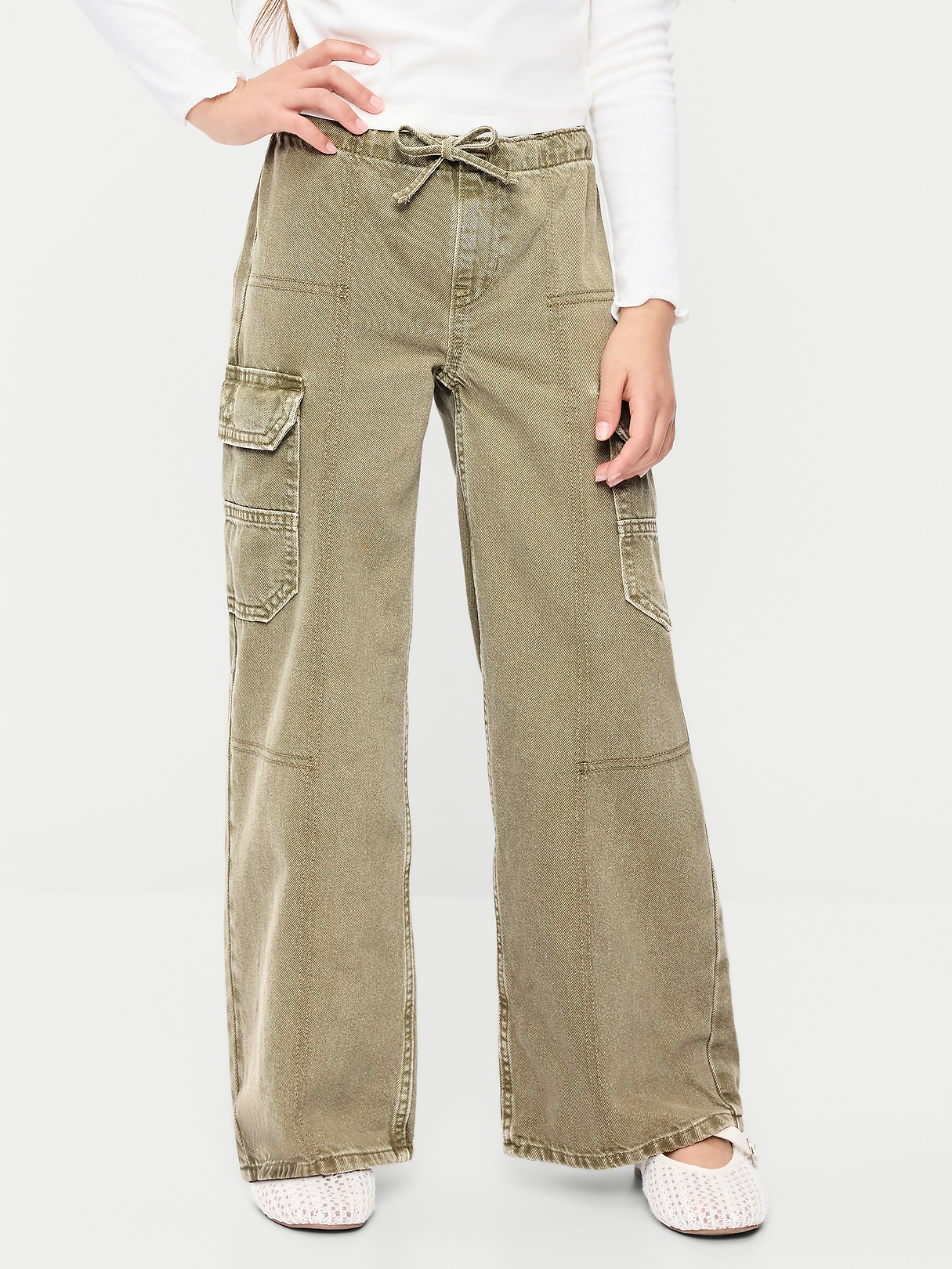 Pull-On Low-Rise Super Baggy Wide-Leg Cargo Jeans for Girls | Old Navy