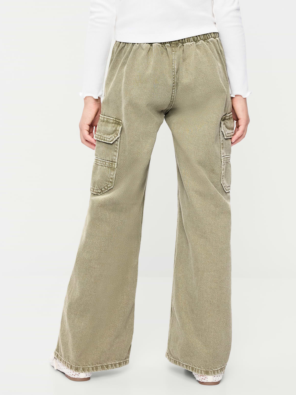 Image number 2 showing, Pull-On Low-Rise Super Baggy Wide-Leg Cargo Jeans for Girls
