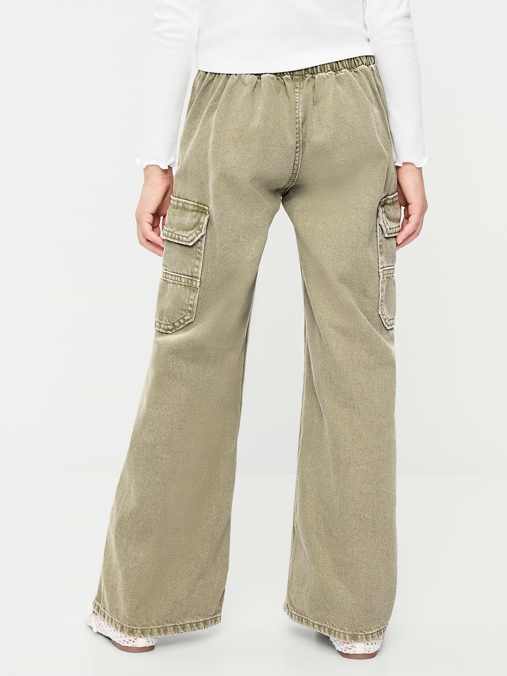 Image 2 of 5, Pull-On Low-Rise Super Baggy Wide-Leg Cargo Jeans for Girls