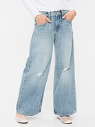 Image number 1 showing, Mid-Rise Ripped Super Baggy Wide-Leg Jeans for Girls