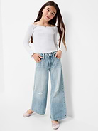 Image number 3 showing, Mid-Rise Ripped Super Baggy Wide-Leg Jeans for Girls