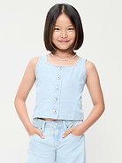 Image number 1 showing, Button-Front Denim Tank Top for Girls