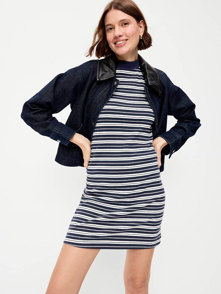 Image number 3 showing, Snug Mock-Neck Bodycon Mini Dress