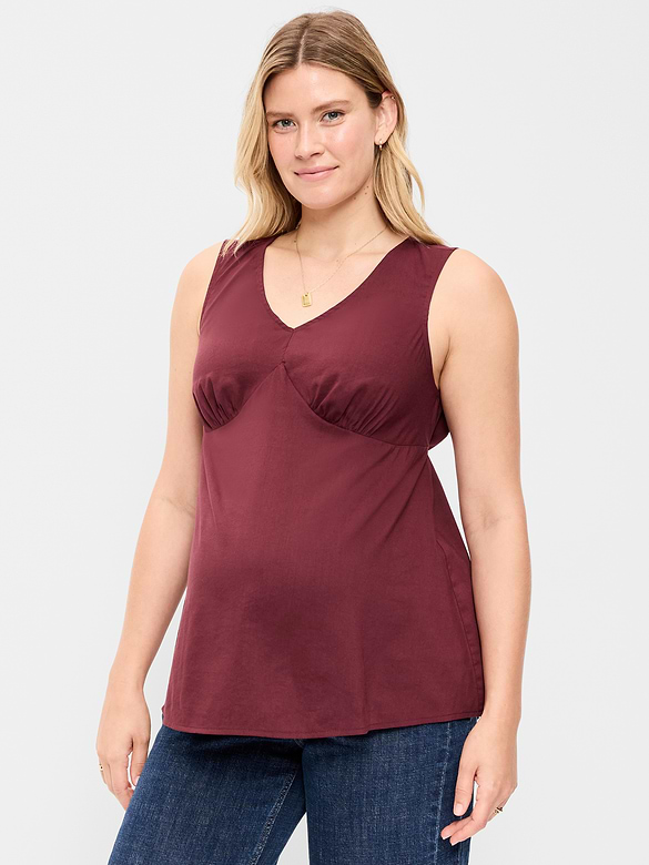 Maternity Sleeveless V-Neck Tie-Back Top