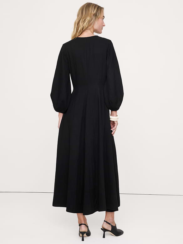 Robe longue boutonnée en sergé fluide