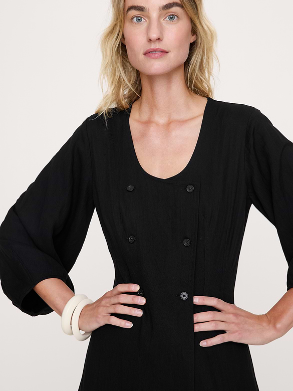 Robe longue boutonnée en sergé fluide