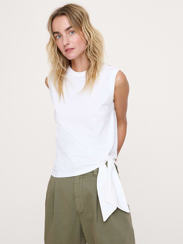Vintage Cotton Tie-Hem Tank